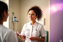 Mujer del sector salud conversando