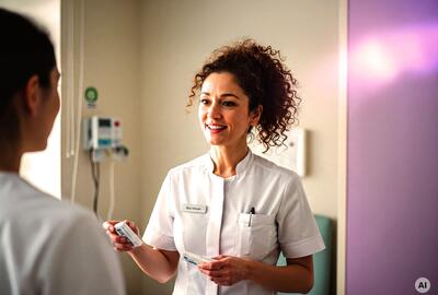 Mujer del sector salud conversando
